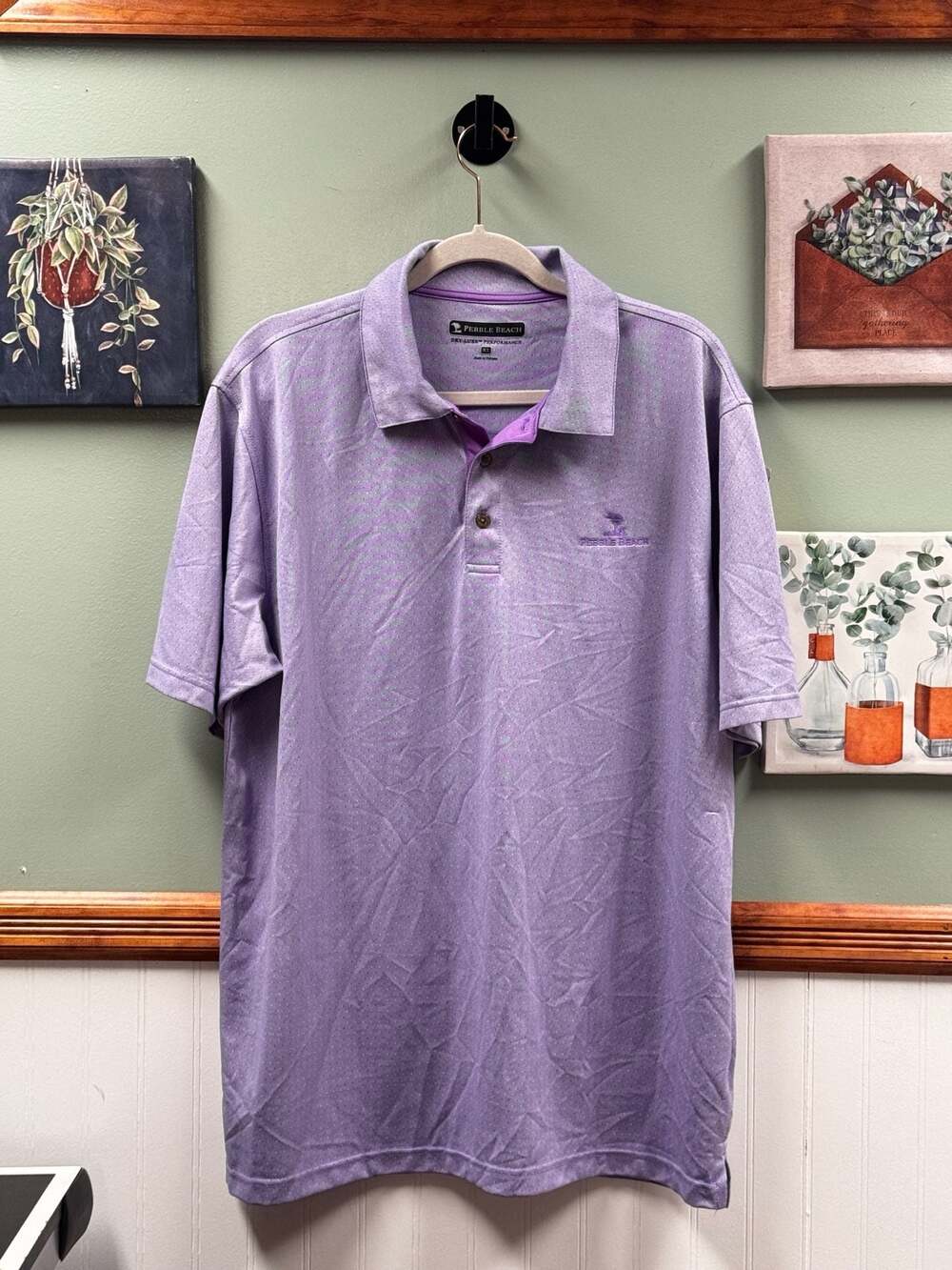Pebble Beach Dry-Luxe Performance Men's XL Purple Short Sleeve Golf Polo Shirt